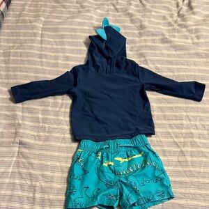 Carter's Navy and Teal Dinosaur Rashguard Set